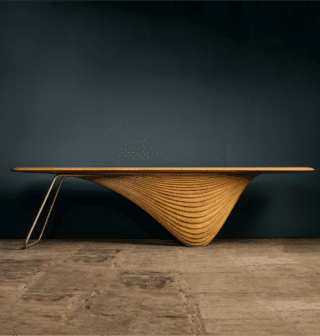 LOOP solid table, side elevation photograph